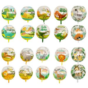 22inch 4D Jungle Animals Transparent Helium Balloons Dinosaurs Tigers Monkeys Balloon Birthday Party Decoration Kids Baby Shower