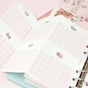 Милые Блокноты оптовых-Блокноты от Thenon Pink Mite Monthly Planner вставки A5 A6 A7