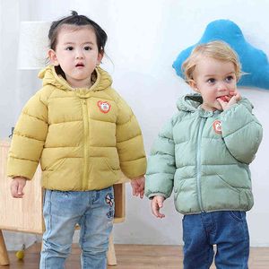 Inverno infantil capuz para jaquetas de calor meninos e meninas roupas doces desenho animado impressão 0-5age Ambos a jaqueta casual coreana da moda j220718
