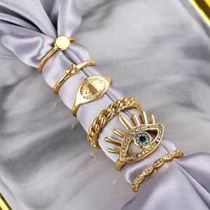 Wedding Rings Year Trend Jewelry Gift Boho Gold Chain Ring Set Ladies Fashion Coin Snake Moon PartyWedding