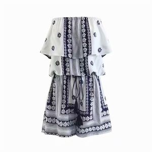 Casual Women One Rameer Jesit Summer Fashion Ladies High Street Female Bow Koronka wydrukowana 210515