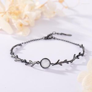 Moonlight Forest Tree Branch Opal Armband Simple Women's Semi Gem Black Trendy Cocktail Party Jewelry Link Chain