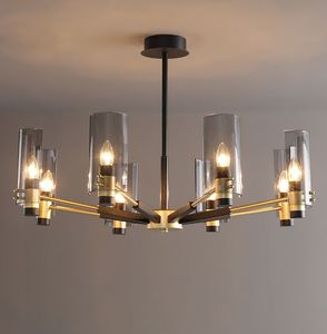 Luz pendente pós-moderna para sala de estar mesa de jantar quarto nórdico loft hall cozinha pendurado lâmpada preta ferro candelabro interior