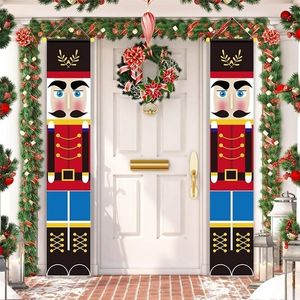 Nutcracker Soldier Christmas Banner Decor For Home Holiday Merry Door Happy Year Y201020