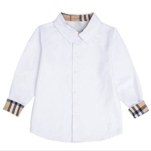 Big Boys Camicie casual bianche Camicie a maniche lunghe scozzesi per bambini in cotone Primavera Autunno Bambini Camicia con colletto rovesciato Top per bambini 3-12 anni