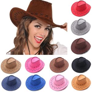 Berets rodzic-dziecko zachodni kowbojski kapelusz z wiatrakową liną mężczyźni kobiety swobodne szerokie grzbiet jazzowy zamsz Cowgirl Halloween Cosplay Capberets