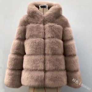 Kvinnorsullblandningar 2022 DH Fur Höst och Vinter Imitation Coat Hooded Integrated Warm Fashion Jackets Womens Plus