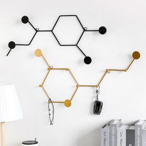 Nordic Iron Gold Clothes Hat Hook Decorative Wall Shelf Creative Porch Key Hanger Coat Rack Door Entrance Hanging Organizer