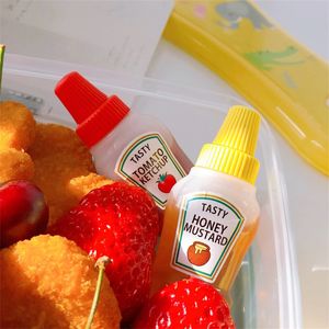 2 sztuk / zestaw narzędzia przyprawowe 25ml mini pomidor ketchup butelka przenośny mały sos pojemnik sałatkowy opatrunek kontenerów spiżarni pojemniki do bento box 20220420 D3