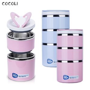 Mini porta pranzo termico portatile in acciaio inossidabile per bambini Lunchbox Thermos a tenuta stagna Lunch Box Contenitore per alimenti Picnic Bento Box 201015