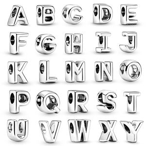 New Popular 925 Sterling Silver 26 English Alphabet Charm Beads Suitable for Original Pandora Bracelet Necklace Ladies Jewelry Accessories Gift