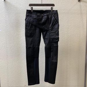 Jeans masculinos Owen Seak Men petróleo de cera jeans clássica de roupas góticas revestidas de verão de verão HIP HIP MULHERES SOLIDES SOLID