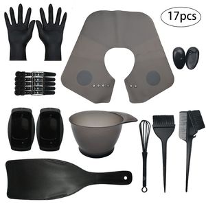 17Pcs/Set Hair Dye Set Tool Salon Styling Kit Disposable Shower Cap Dyeing Bowl Comb Home Coloring Tools W220324