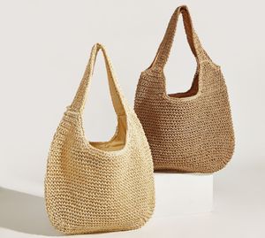 Bolsas de ombro de palha casual de palha de vime tecidos para mulheres bolsas feitas à mão Bolsa de casca de casca de praia de verão feminina bolsa de mensagens grande