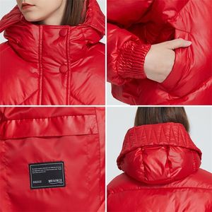 Miegofce 2020 Yeni Tasarım Kış Palto Kadınlar Saç İzoleli Kesme Bel Uzunluğu Cepler Ayrıntılı Parka Stand Yakası Kapşonlu LJ200825