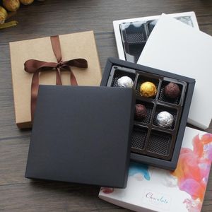 Enrole de presente aquarela branca preta 5 conjuntos de doces de chocolate Caixa de chocolate com fundo de plástico Festa de aniversário de Natal Valentim Gifts DIY Packinggif