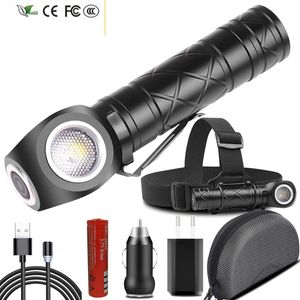 New Led Flashlight Magnetic Charge Head Waterproof Torch Lamp Using 18650 Battery Aluminum Body 3 Modes Headlamp Light for Working