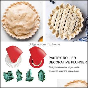 Baking Pastry Tools Bakeware Kitchen Dining Bar Home Garden Pizza Lattice Cutter Pie Decor Plastic Wheel Roller Decorati Dh3Va