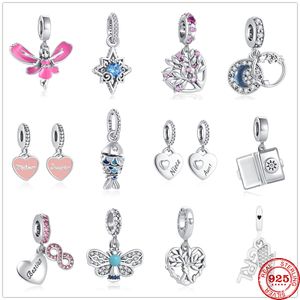 925 Sterling Srebrny Dangle Charm drzewo genealogiczne matka córka wisiorek koraliki koraliki fit pandora urok Bransoletka DIY Akcesoria biżuterii