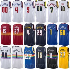 Wydrukowana koszykówka Facundo Campazzo Jersey 7 Monte Morris 11 Bol Bolbol 10 Jamychal Green 0 PJ Dozier 35 Austin Rivers 25 Jamal Murray 27 Zespół mężczyzn Kobiet Kids