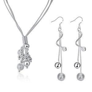 925 eleganti collane di perle in argento orecchini lunghi per la moda femminile Set di gioielli firmati originali regali di nozze per feste