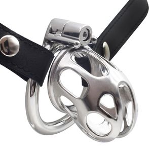 Chastity Cihazlar Strapon Harness PU PU Kemer Metal Chastity Kafesi Erkekler Horoz Kilitli Kilit Bdsm Çift Oyuncaklar Bondage Çelik Penis Yüzük