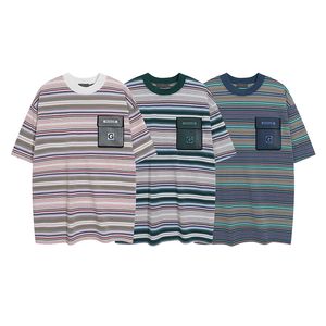 Männer Designer Hip Hop T-Shirts Tasche Streifen Print T-Shirt Herren Damen Stylist T-Shirt Kurzarm 3 Farben Größe M-XXL