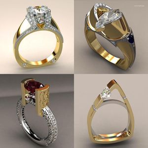 Eheringe Vintage Weiblicher Zirkon Stein Ring Einzigartiger Stil Kristall Silber Gold Farbe Versprechen Verlobung Für Frauen Wynn22