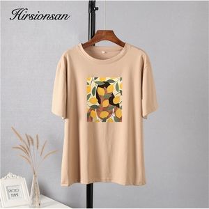 Hirsionsan Gotic Graphic T Shirt Donna Moda Estetica Stampa Limone Top estivi Cotone coreano Manica corta T femminili 220613