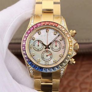 caijiamin-Mens Automatic Mechanical Watches 40mm Full Stainless steel Rainbow Diamond Bezel Wristwatches Montre de luxe Swimming