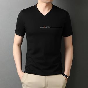 Koreanische Männer V-Ausschnitt T-Shirts großhandel-Herren T Shirts Marke T Shirt Luxury Cotton Pure Color Tops Mode Top Koreaner Sommer V Ausschnitt Kurzarm T Shirts für Männer weiche Teesmen s