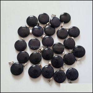 Colares pendentes pingentes jóias por atacado 50pcs moda de areia azul natural colar de charme redondo para jóia dhi8m