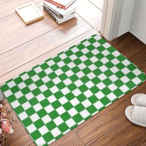 Carpets Green And White Checkerboar Doormat Printed Soft Bedroom Entrance Floor Mat Home Rug Carpet Plaid Dustproof Bath