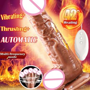 Toys Cock Cock Aquecimento telescópico automático Dildo Machine Penis Realistic Vibrator for Women Sex Products Massageador adulto feminino