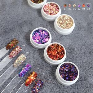 Nagel glitter holografiska flingor blandade manikyr laser paljett diy dopppulver för akrylskönhet naglar dekorera prud22