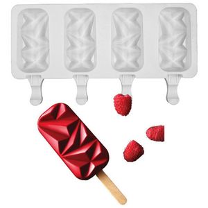 Silikon Dondurma Kalıpları 4 Hücre Küp Tepsisi Kalıp Alet Popsicle Maker DIY Ev Yapımı Kalıp Kek Araçları