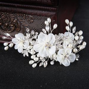 Fashion Pearls Headpieces Crystals Hair Combs Flowers Hairpin For Bride Wedding Accessories Beaded Bridal Sticks With Rhinestone Headband