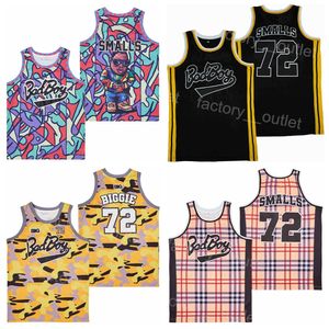 Filme filme bad boy 72 biggie smalls badboy basketball jersey homens todos costurados hip hop para fãs esportivos time cor preto amarelo marrom camufla