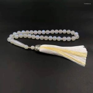 Fios de miçangas resin tasbih Rosário BEAD Islâmico Muçulmano adha eid presente misbaha jóias árabe da moda branca Acessórios de luz azul em mão Tru