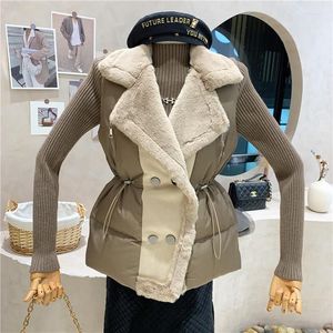 Kvinnors västar kläder 2022 Vinter förtjockade varma plyscher sömda bomullsskadade klädjacka västern Stra22