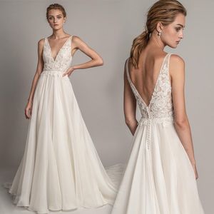 Abito da sposa boho profondo a V Boho 2022 coreano sul flusso posteriore illusione top pizzo boemian spiaggia una linea abiti da sposa sposa civile sposa esterna country vestidos de nolia