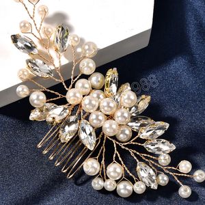 Pearl Hairpins Hair Combs Clips For Women Trendy Rhinestone Beaded Headpiece Charming Bridal Wedding Hair Accessories Jewelry