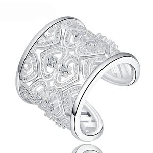 925 Sterling Silver Opening AAA Zircon Många hjärtan Ring för kvinnor Fashion Wedding Engagement Party Gift Charm Jewelry