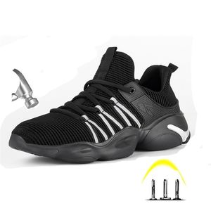 Summer Mens Outdoor Breathable Mesh Steel Toe Anti Smashing Safety Shoes Mens Light Puncture Proof Comfortable Work Shoes Boot Y200915