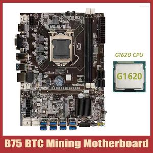 Motherboards -B75 BTC Mining Motherboard G1620 CPU LGA1155 8XPCIE USB Adapter DDR3 MSATA B75 Miner MotherboardMotherboards MotherboardsMothe