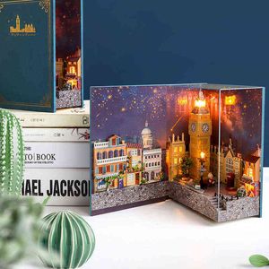 DIY Book Nook Dollhouse Kit Tiny House Miniaturowe przedmioty budowlane Drewniane meble dla lalek Dom Aldult Prezenty dla dzieci R231127