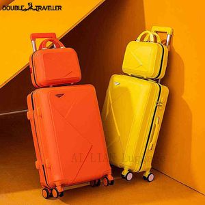 '' Inch Rolling Bagage Piece Set Travel Resväska på Wheels Women Trolley Bag med kosmetisk J220708 J220708