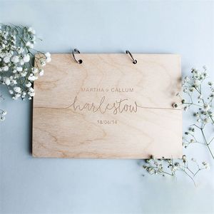 Personalized Rustic Guestbook Wood Guest Book Custom Name&Date Bridal Shower Wedding Gifts Engagement Gift Po Album 220707