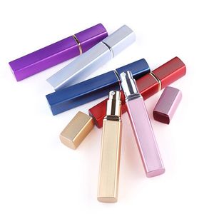 12ml 7 color Metal Case Glass Tank Perfume Bottle Aluminum Nozzle Spray Refillable Bottles Parfum Cosmetic Glass Container Holder