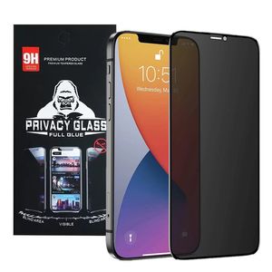 Sichtschutz-Displayschutz für iPhone 14 13 12 11 Pro Max XS XR 7 8 Plus Anti-Spionage-Folie aus gehärtetem Glas